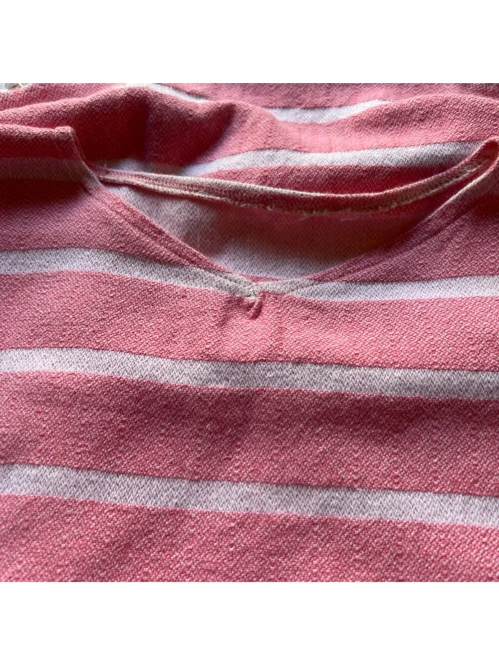 Jennifer Shamam OS Pink & White Striped Hand Woven Tassel Kaftan Beach Cover Up